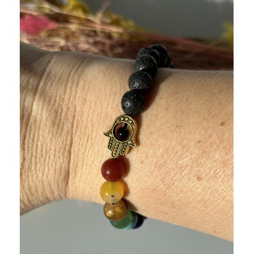 Lavasten Chakra Armbånd Fatimas Hånd Hamsas Hass Gin Godkarmashop - Zentrada Europe Armbånd