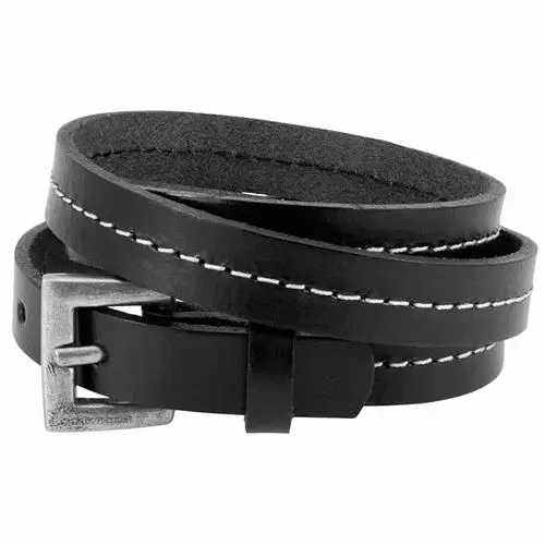 Sort Triple Stitz Læderarmbånd - Armbånd