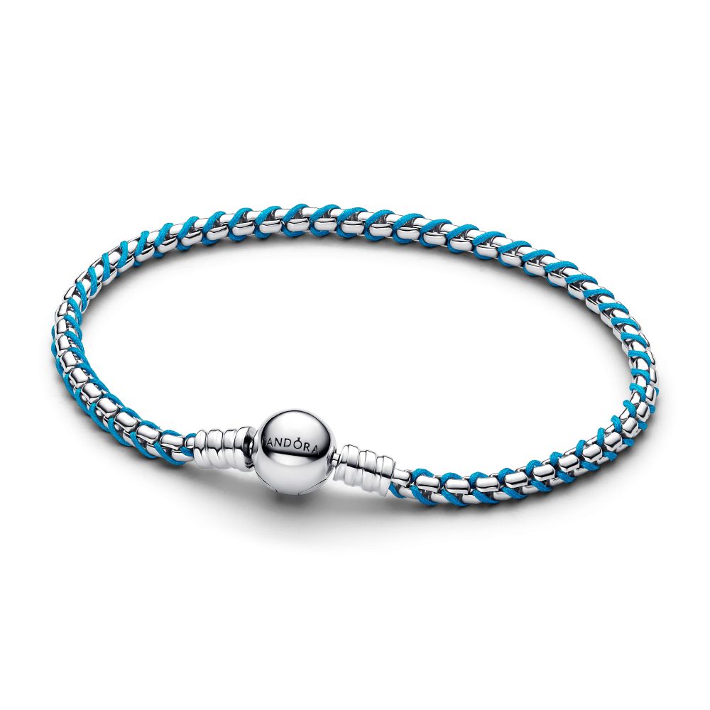 Pandora Flettet Armbånd Med Turkis Tekstilsnor 593816c01 - Pandora Armbånd