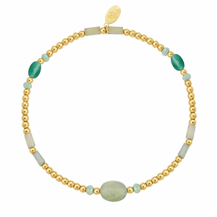 Grøn Braid Green Perlearmbånd Med Naturperle - Armbånd