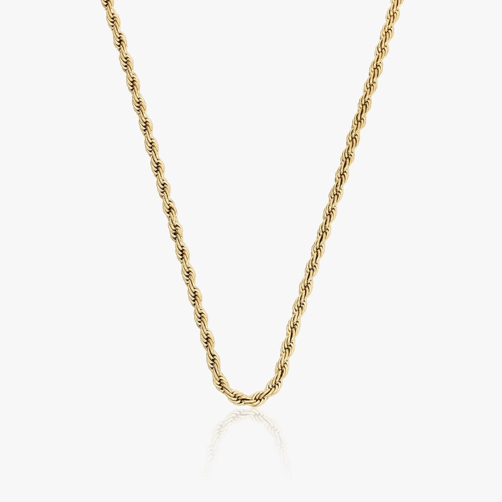 Rope Chain Halskæde 14k Guldbelagt 3mm 3mm 38cm Guld - Halskæder