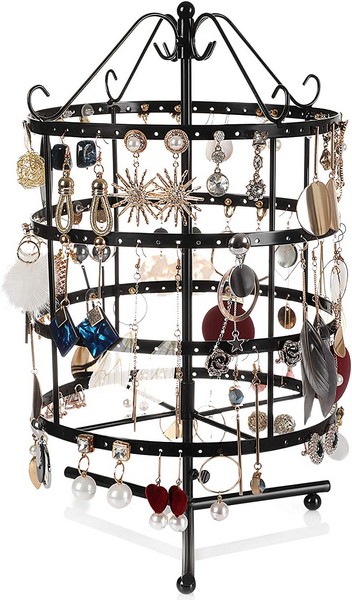 Sort Smykkestativ Til øreringe Halskæder Roterende Smykkeopbevaring Daily Living - Song Øreringe  - 6955880331505
