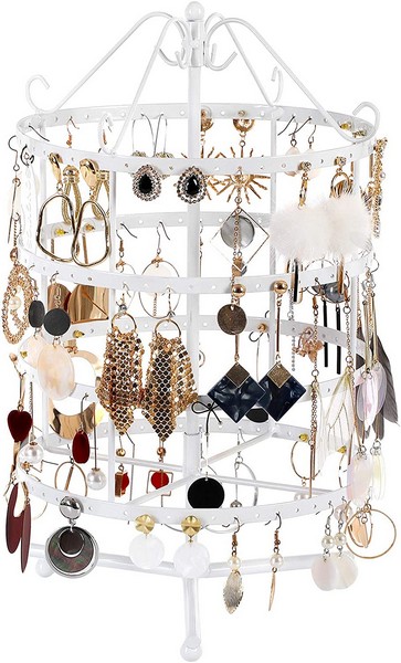Hvid Smykkestativ Til øreringe Halskæder Roterende Smykkeopbevaring Daily Living - Song Øreringe  - 6955880330645