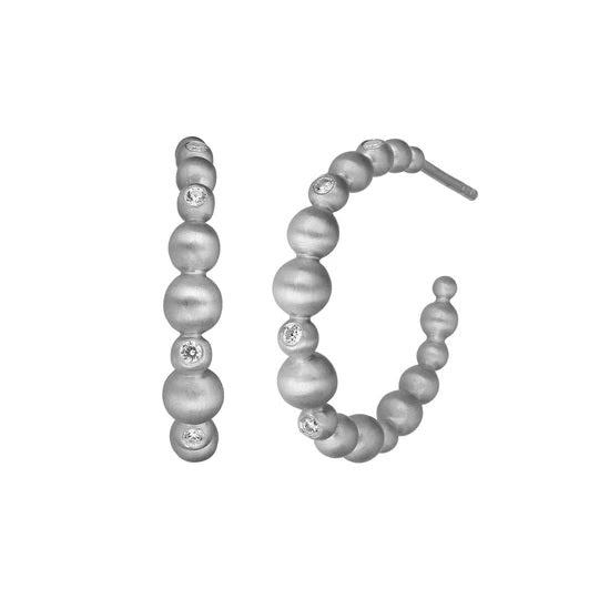 Pebbles Sølv Hoops Med Zirkonia Fra Bybiehl 3803a - Bybiehl Øreringe  - 1233690133133