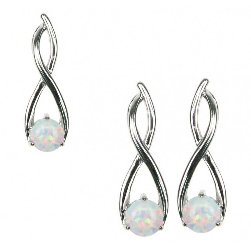 Twister Opal Smykkesæt Sne Opal Vedhæng øreringe - Opalsmykker.dk Øreringe