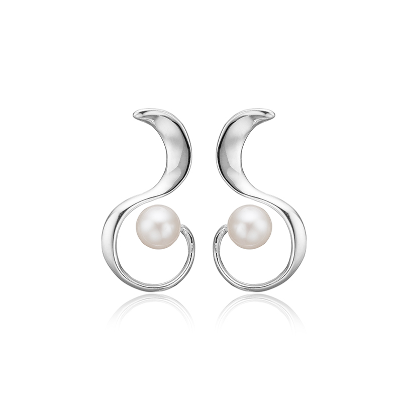 Hvid Ørestikker Med E Perler - Blicherfuglsang Ørestikkere