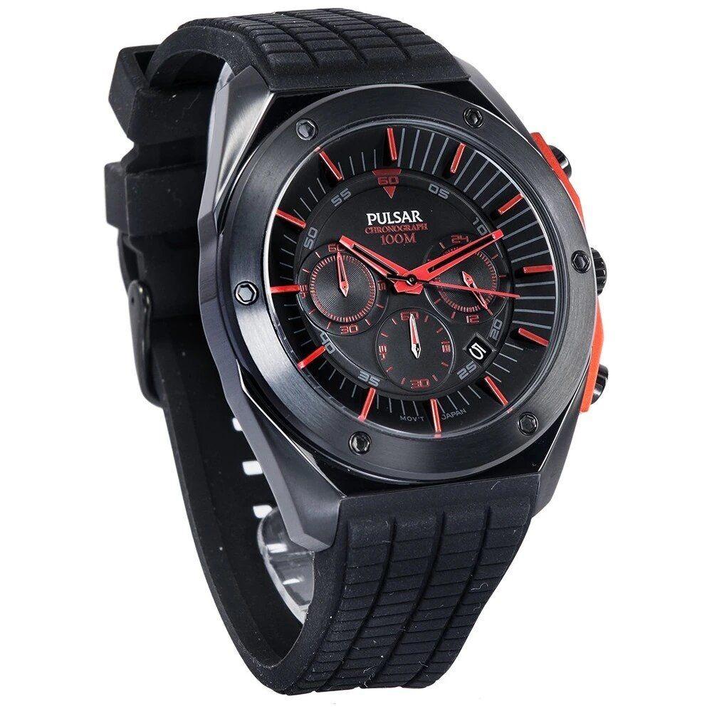 Sort Pulsar Pt3463x1 Herreur Kronograf - Pulsar Armbånd  - 4894138022791