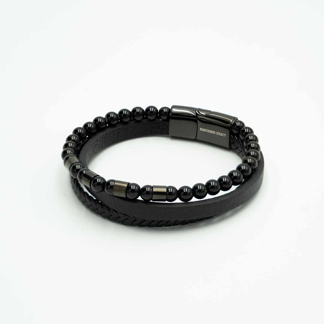 Sort Iron Læder Perler Armbånd Herre Northern Legacy - Northernlegacy Armbånd