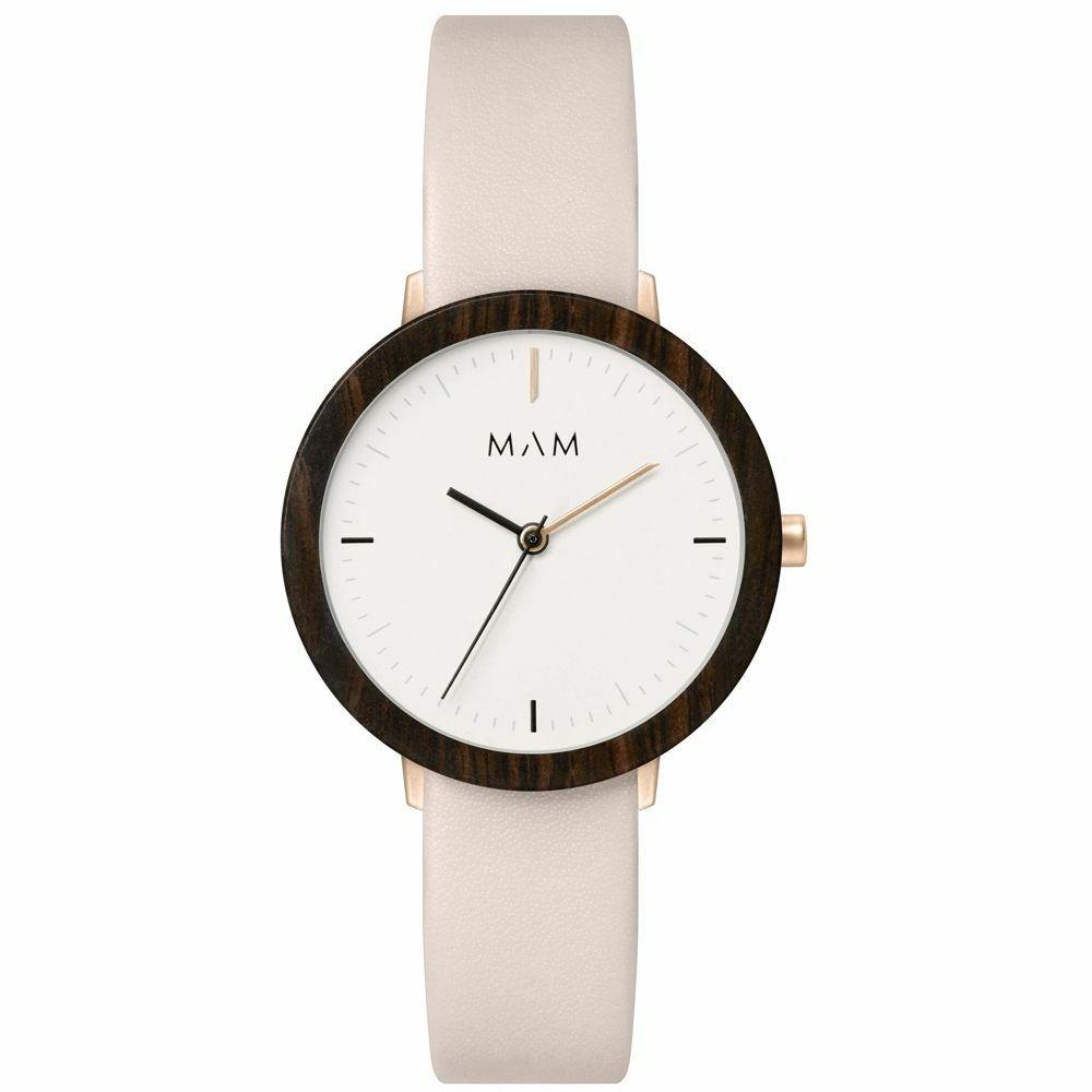 Hvid Armbåndsur Mam Mam636 Unisex Læderrem Skive - Mam Armbånd  - 8436564886361