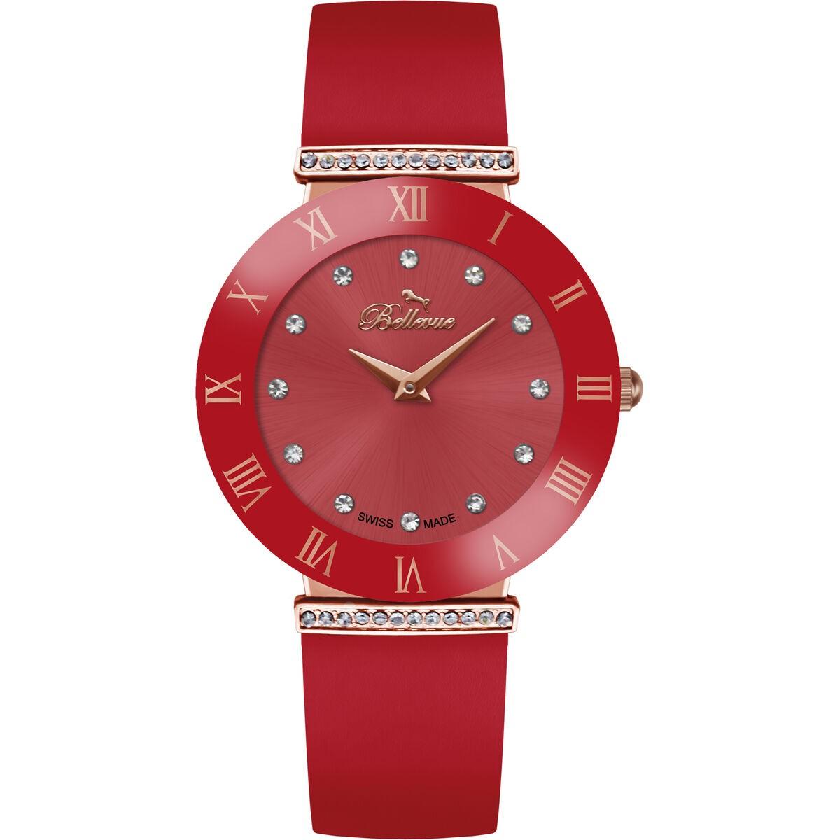 Dameur Bellevue E117 Rødt Armbåndsur - Bellevue Armbånd  - 7640166931942