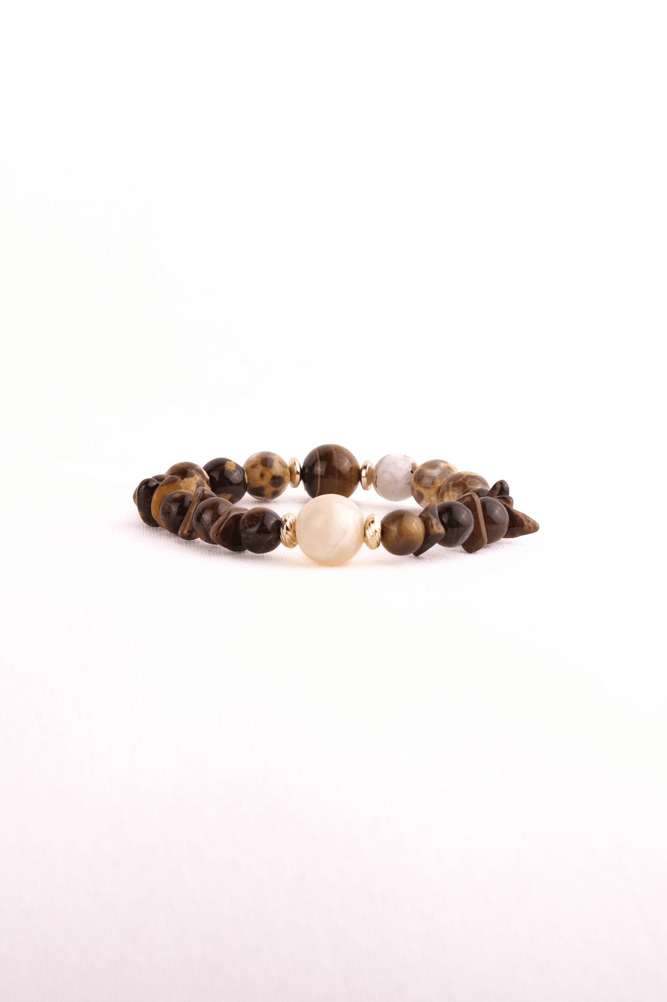 Savanne Armbånd Med Leopard Jaspis Kalcedon Tigerøje 18k Forgyldt Messing - Parol Armbånd