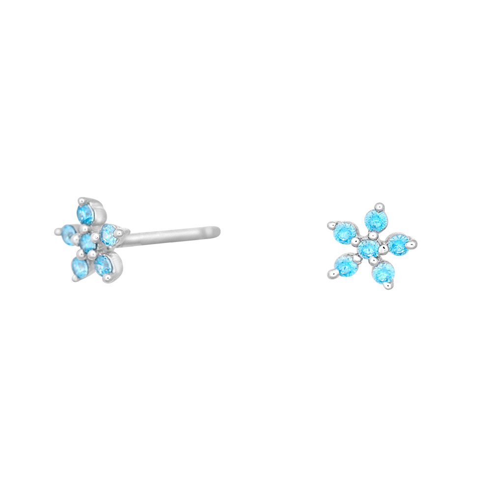 Rhd Sølv ørestikker Blomst Med Blå - Nordahl Jewelry Ørestikkere