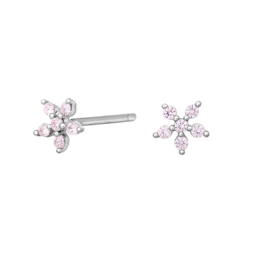 Pink Rhd Sølv ørestikker Blomst Med - Nordahl Jewelry Ørestikkere