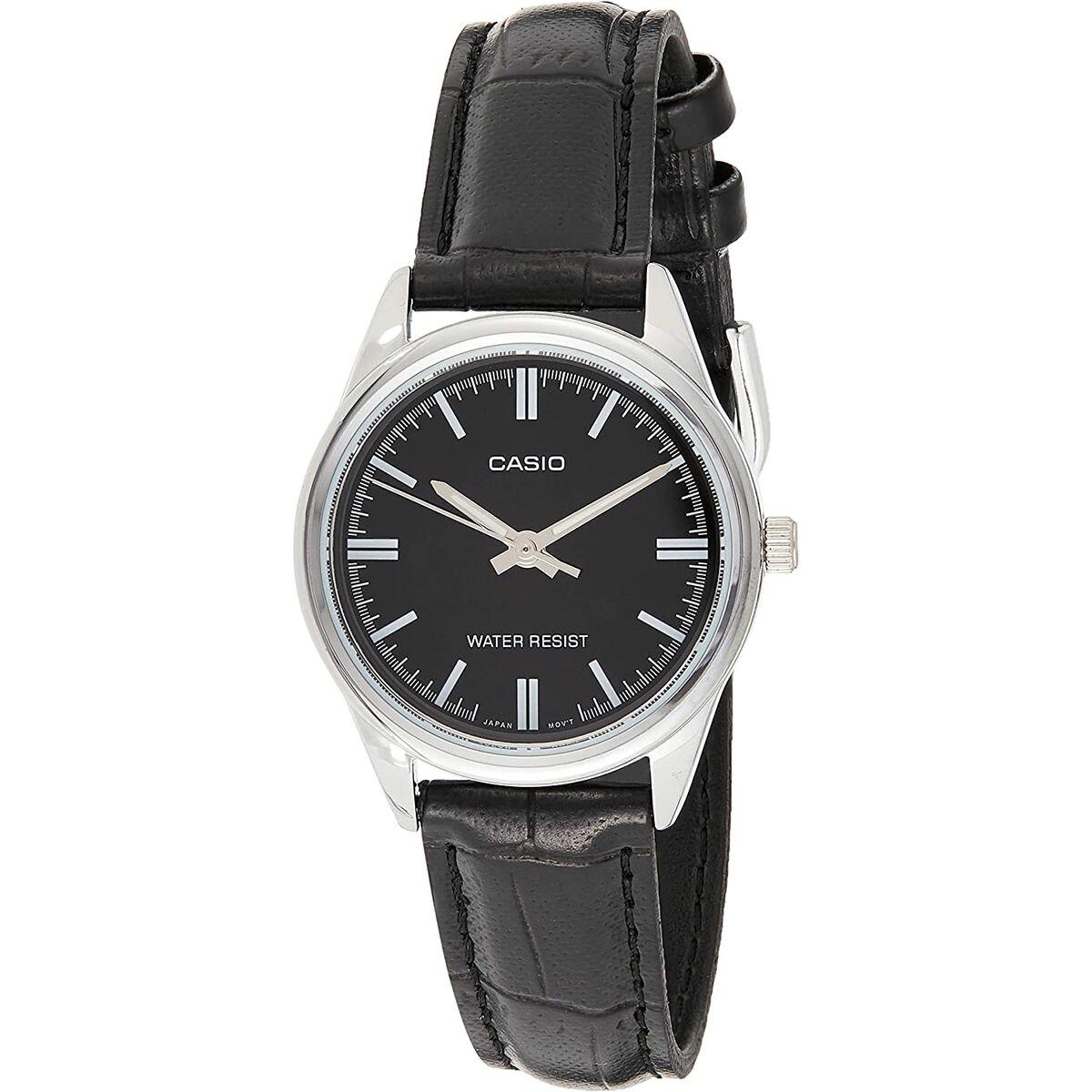 Sort Casio Dameur Collection Læderrem - Casio Armbånd  - 4971850057444