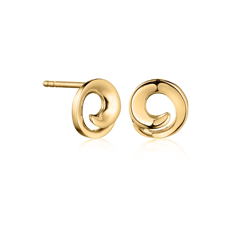 Ørestikker Blankt Guldbelagt Sølv - Blicherfuglsang Ørestikkere