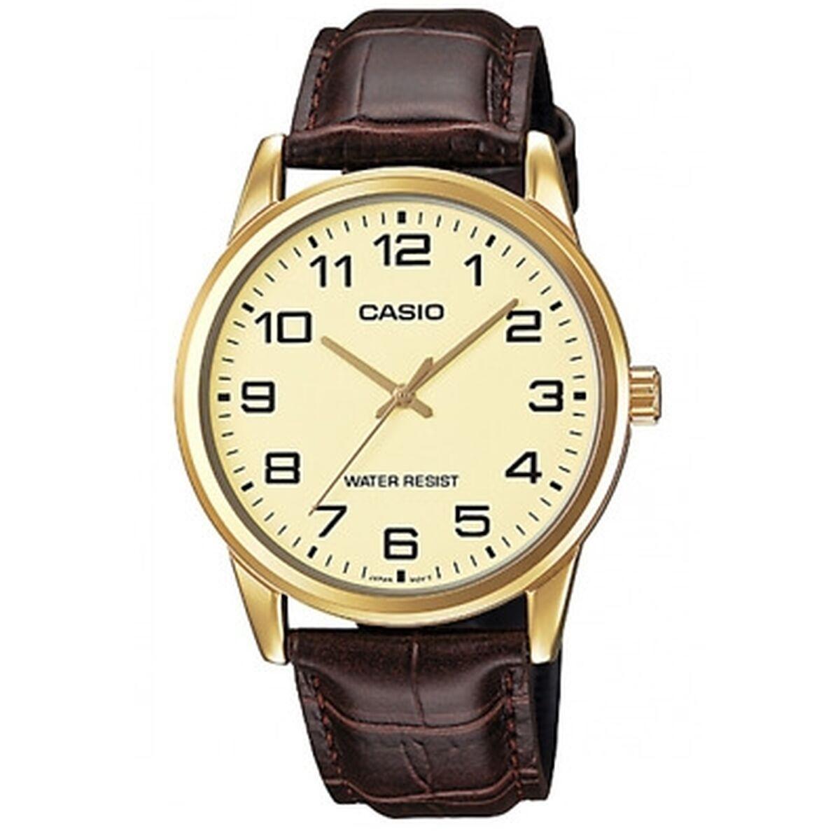 Herreur Casio Collection Gylden Læderrem - Casio Armbånd  - 4971850082644
