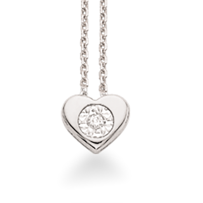 Hvid Scrouples Gulds Hjerte Halskæde Med Diamant 33384 - Scrouples Halskæder  - 1233690136523