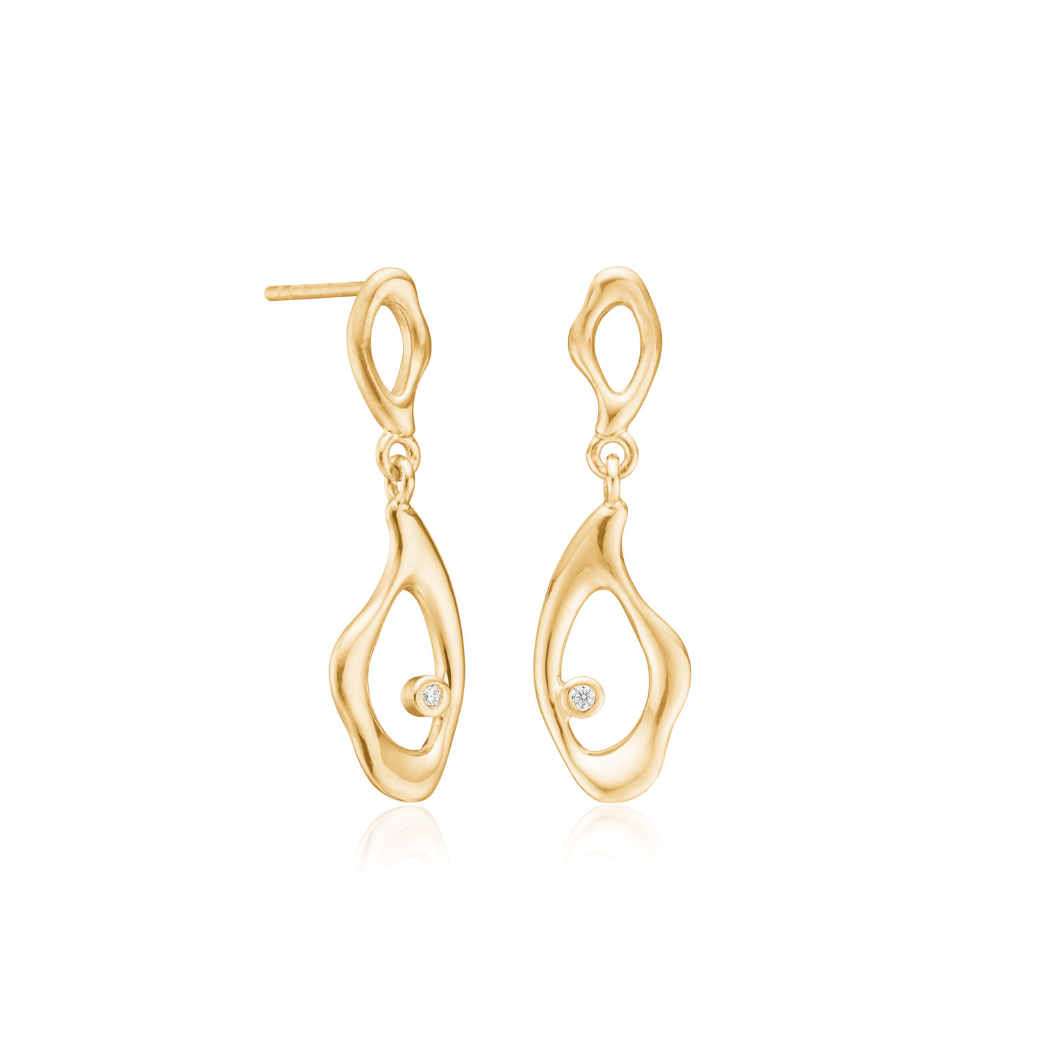 Blanke øreringe Forgyldt Sølv Med Zirkonia - Blicherfuglsang Øreringe