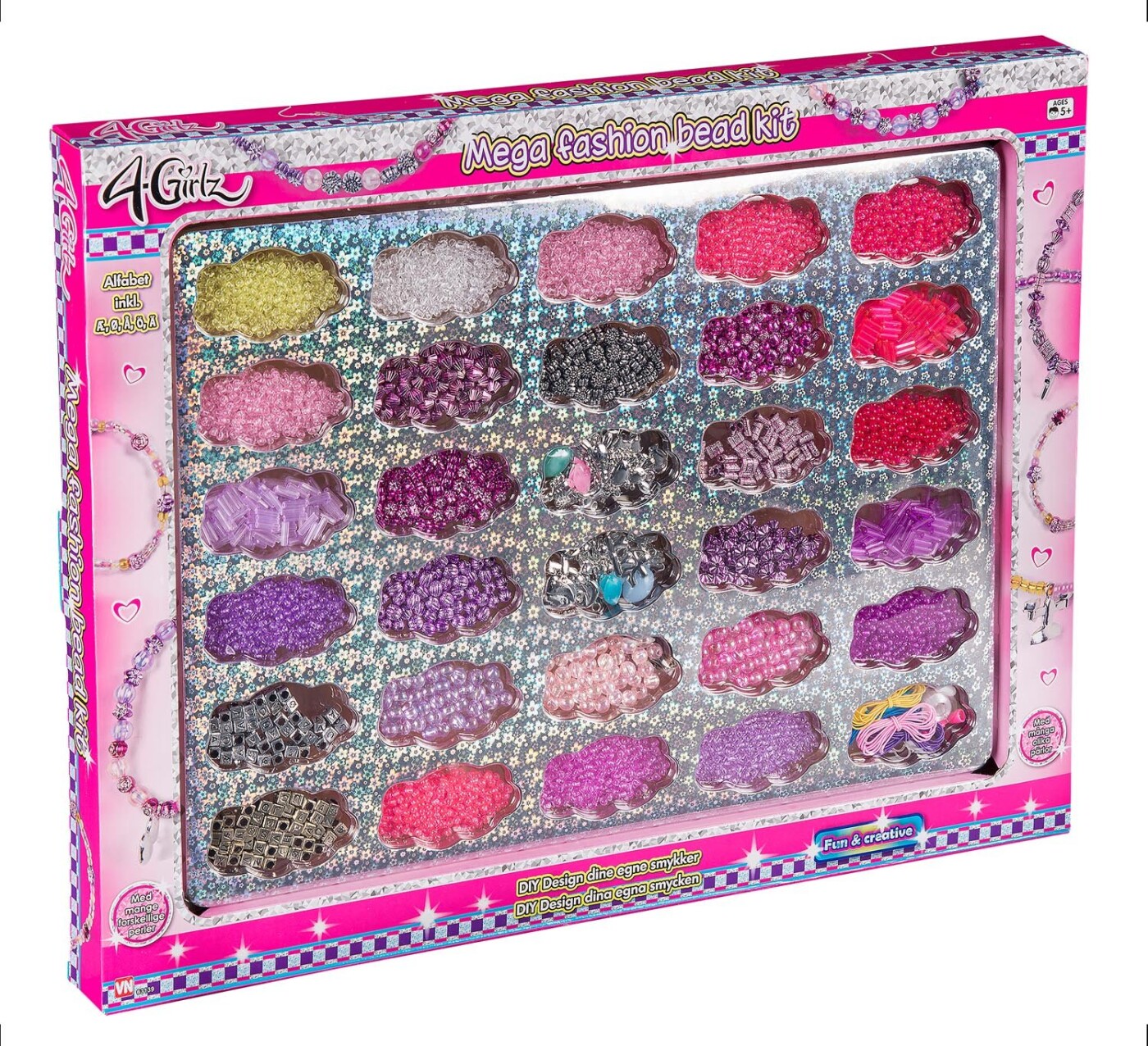 Perler Til Smykker Armbånd Halskæder For Børn Mega Sæt Girlz - Vn Armbånd  - 5701719631398