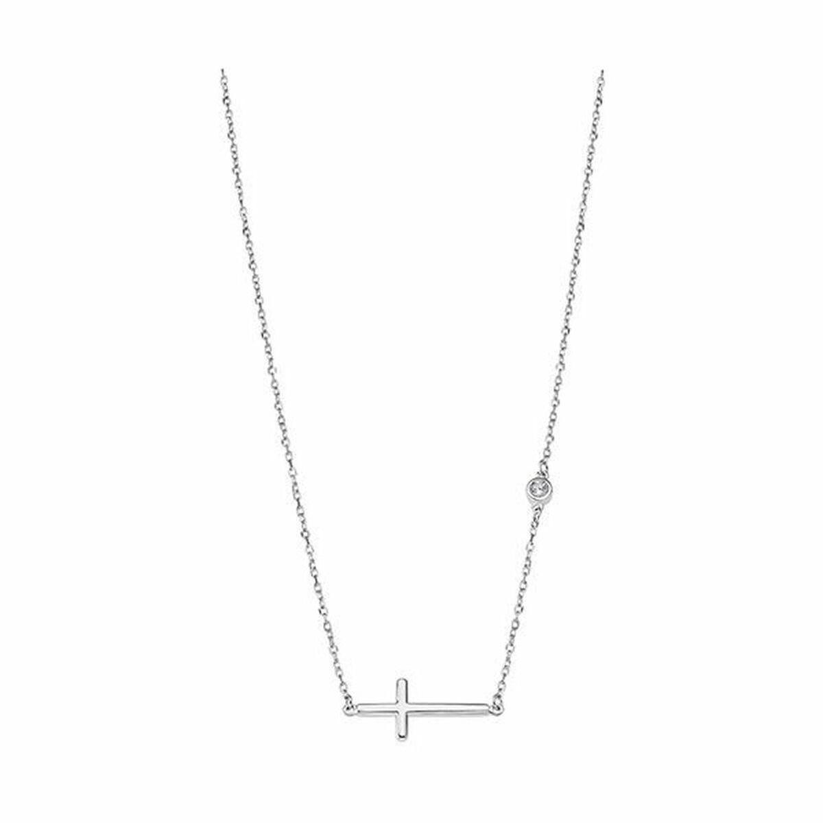 Lotus Halskæde Til Kvinder Lp1918 Elegant Sølvlook Med Tværgående Kors - Lotus Halskæder  - 8430622731938
