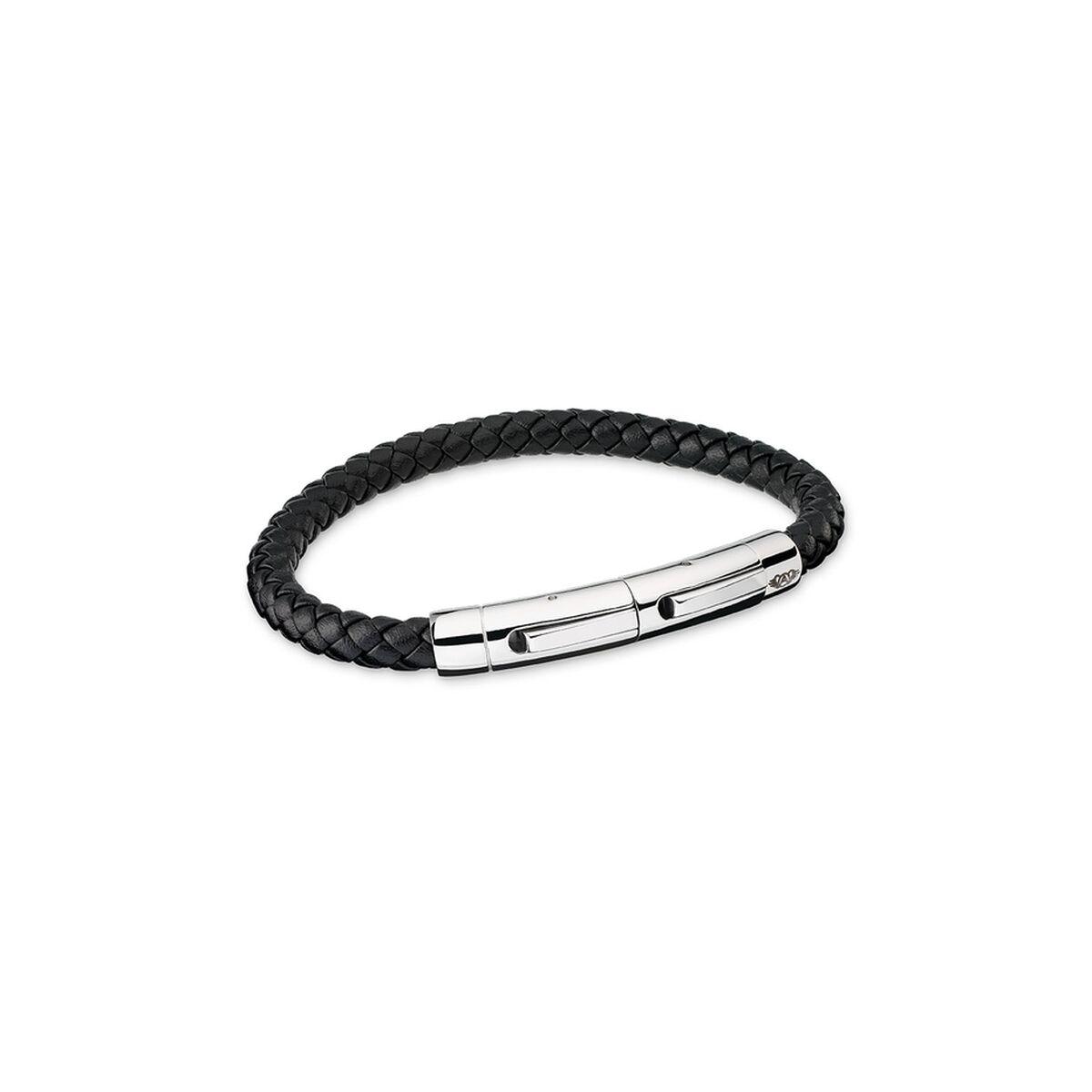 Sort Jewels Armbånd Til Mænd P014bk Flet Med Stålfarvet Lås - An Jewels Armbånd  - 5600468103524