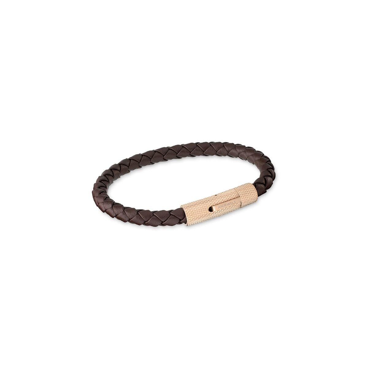 Jewels Armbånd Til Mænd P167br Flettet Brun Med Metal Lås - An Jewels Armbånd  - 5600468103586