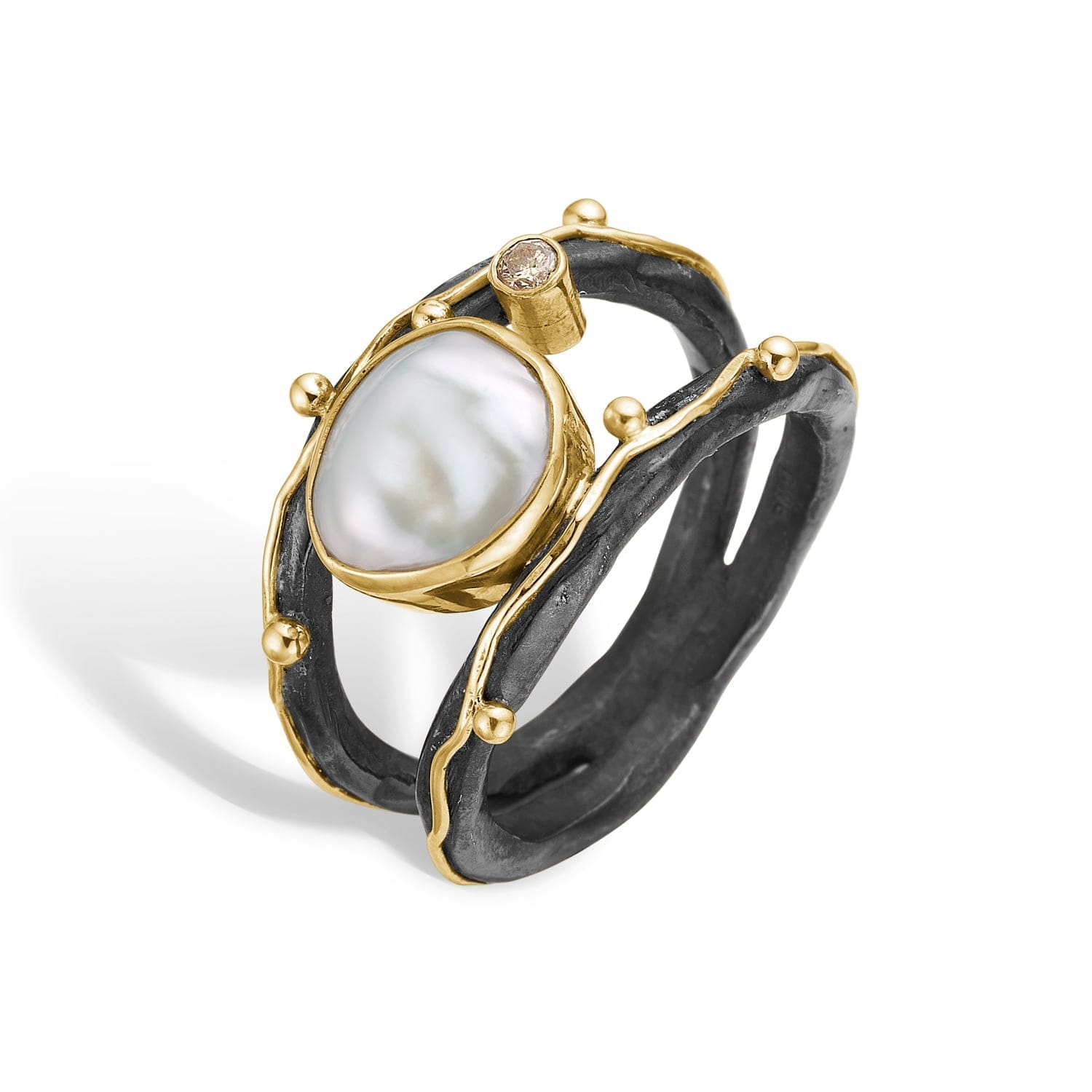 Hvid Ring Zeus Dubeca White Keshi - Bybirdie.dk Fingerringe