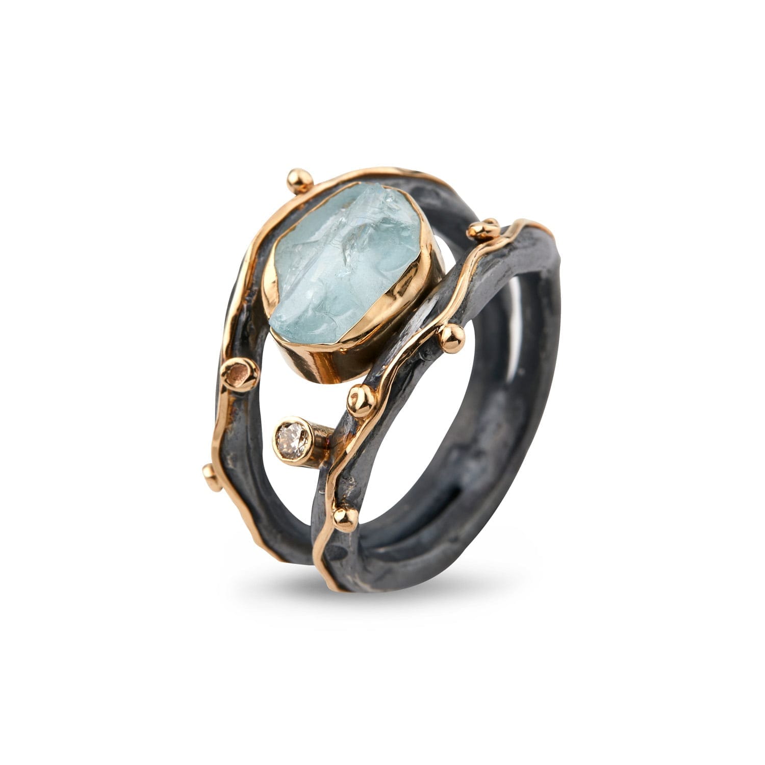 Blå Ring Zeus Dubeca Aqua Raw - Bybirdie.dk Fingerringe