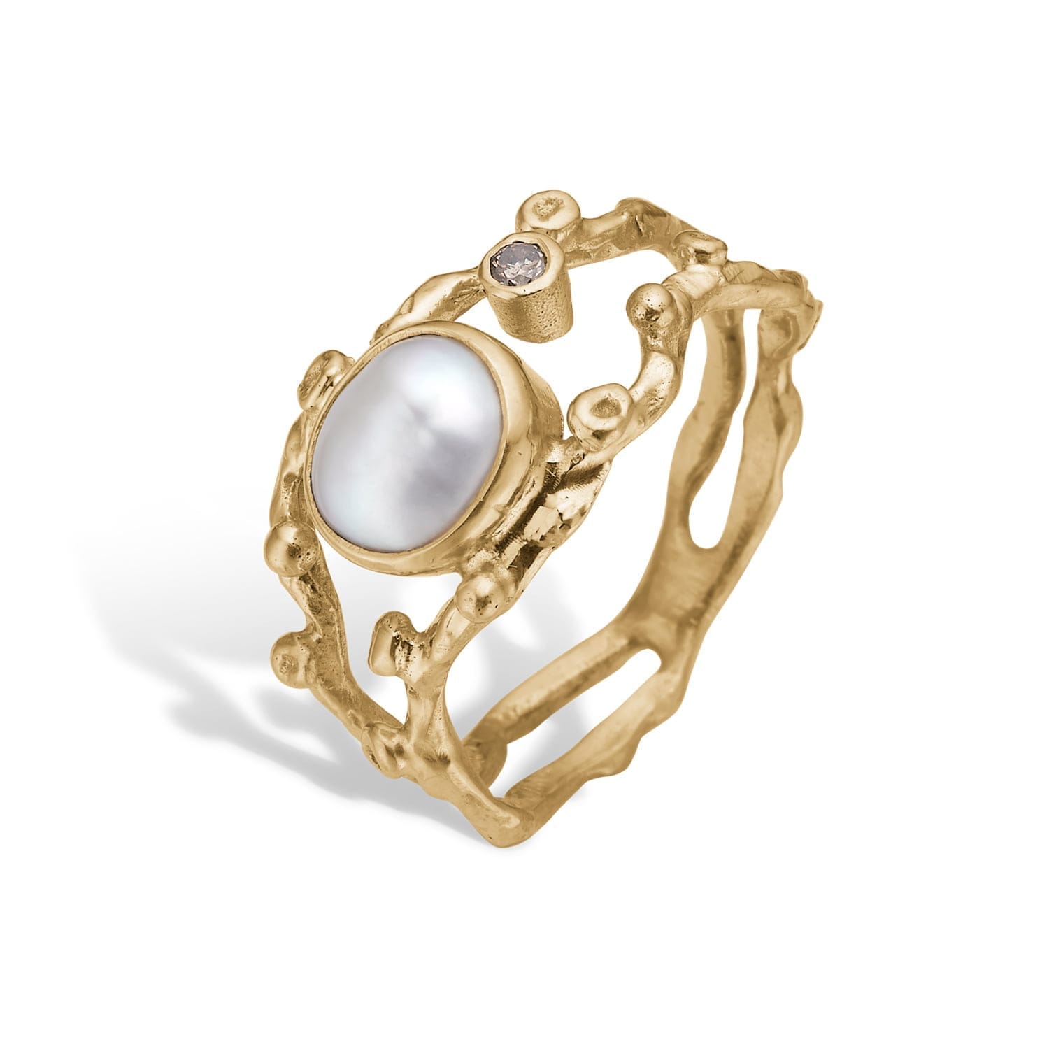 Hvid Zenith Duo White Keshi Ring - Bybirdie.dk Fingerringe