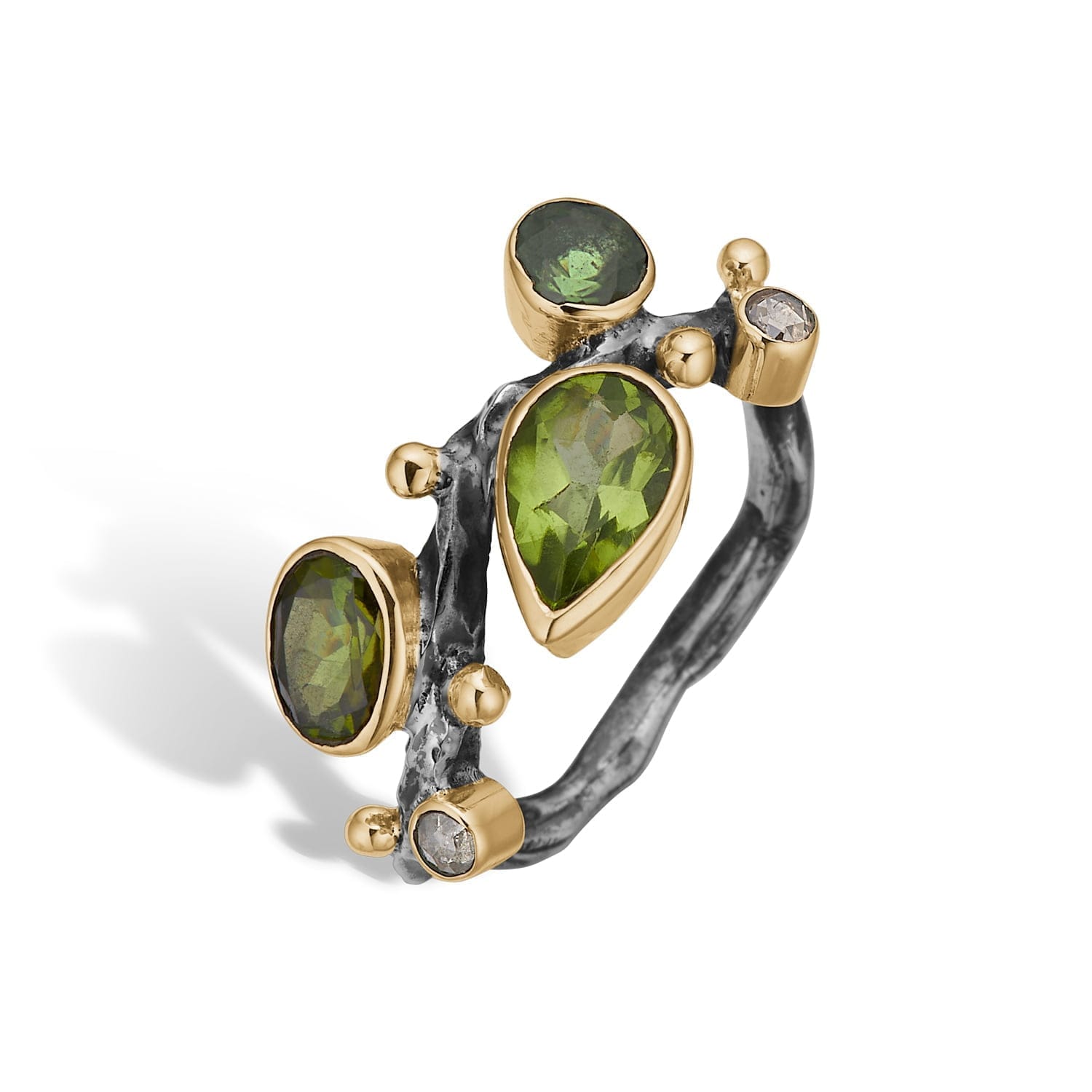 Grøn Grace Single Stones Green Mix Ring - Bybirdie.dk Fingerringe