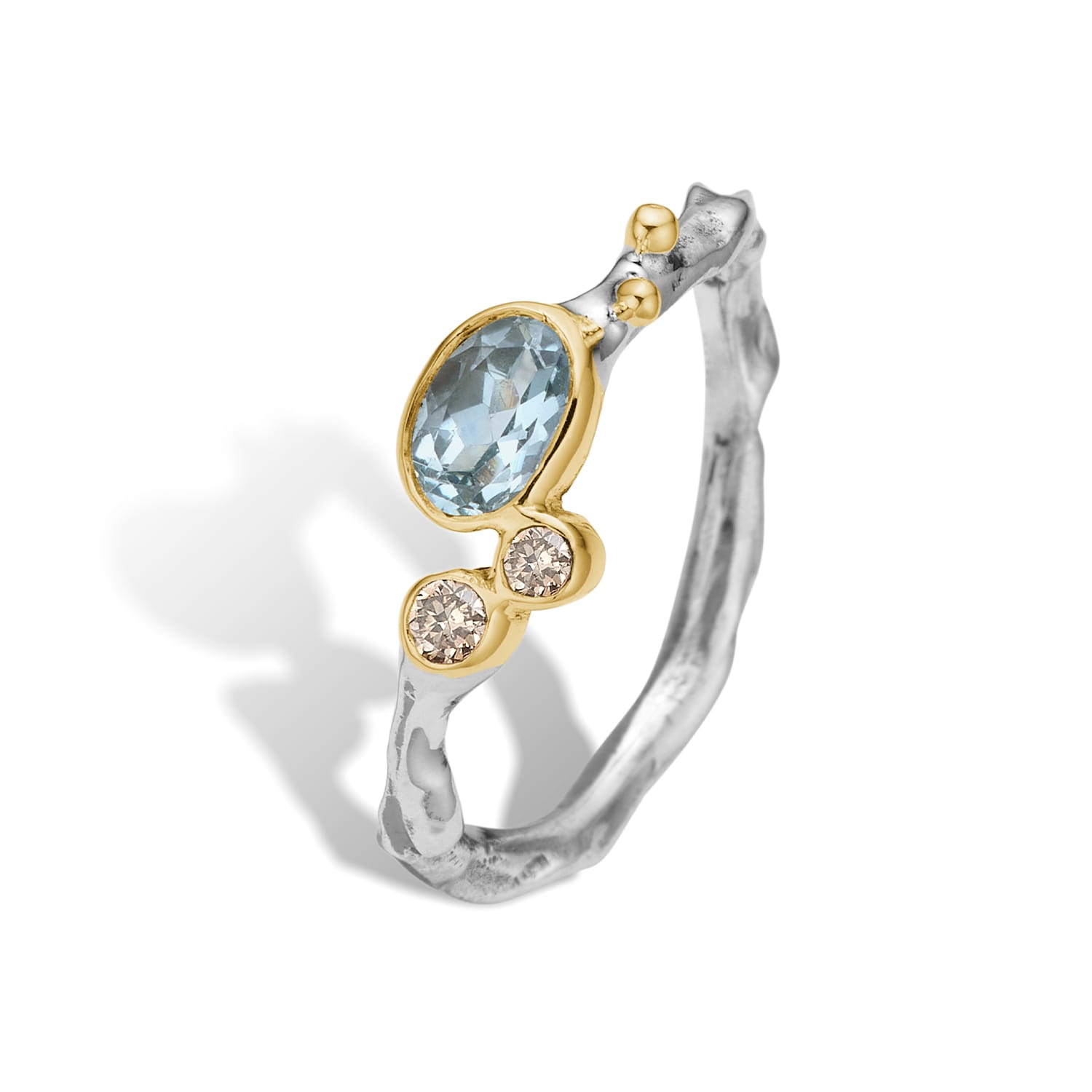 Grace Single Blue Aqua Faceted Ring - Bybirdie.dk Fingerringe