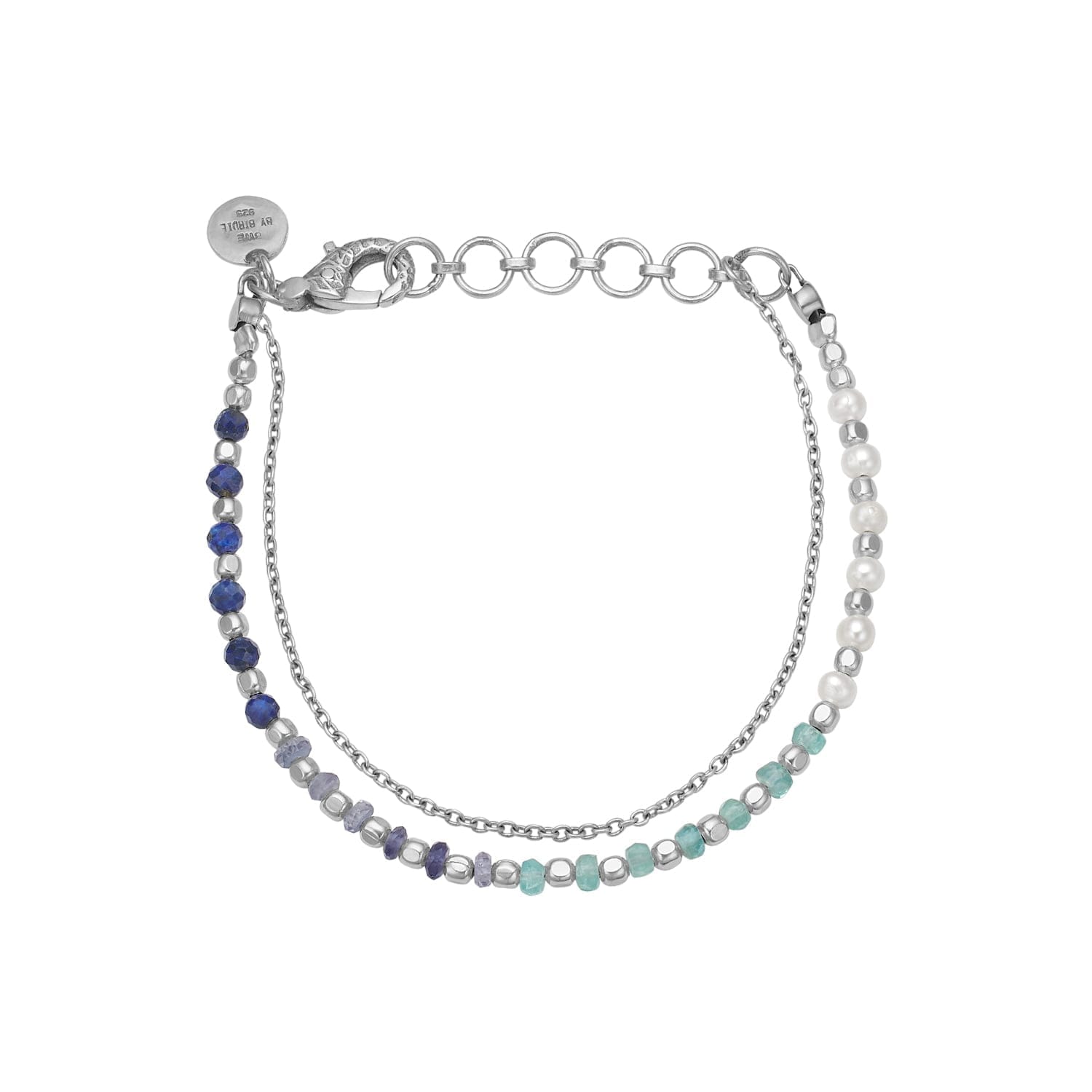 Nanna Sølv Ocean Blue Perle Armbånd - Bybirdie.dk Armbånd