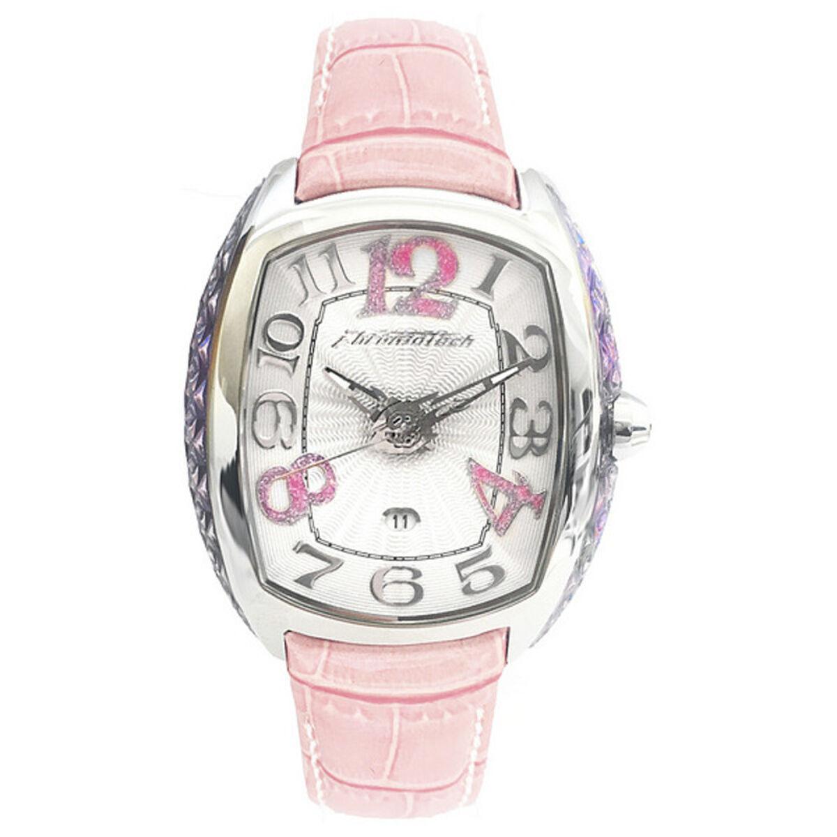 Pink Chronotech Dameur Ct7998l Læderrem - Chronotech Armbånd  - 8033544015195