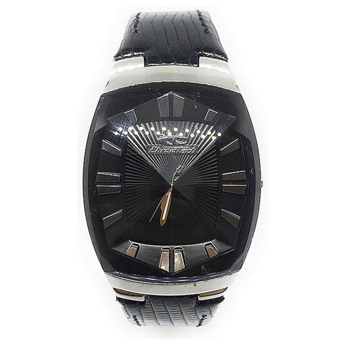 Sort Chronotech Dameur Ct7065l Læderrem - Chronotech Armbånd  - 8033544051766