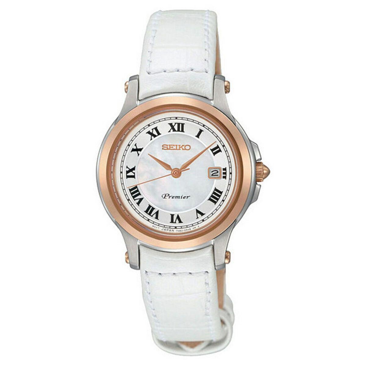 Hvid Seiko Dameur Sxde42p2 Læderrem - Seiko Armbånd  - 8431242381565