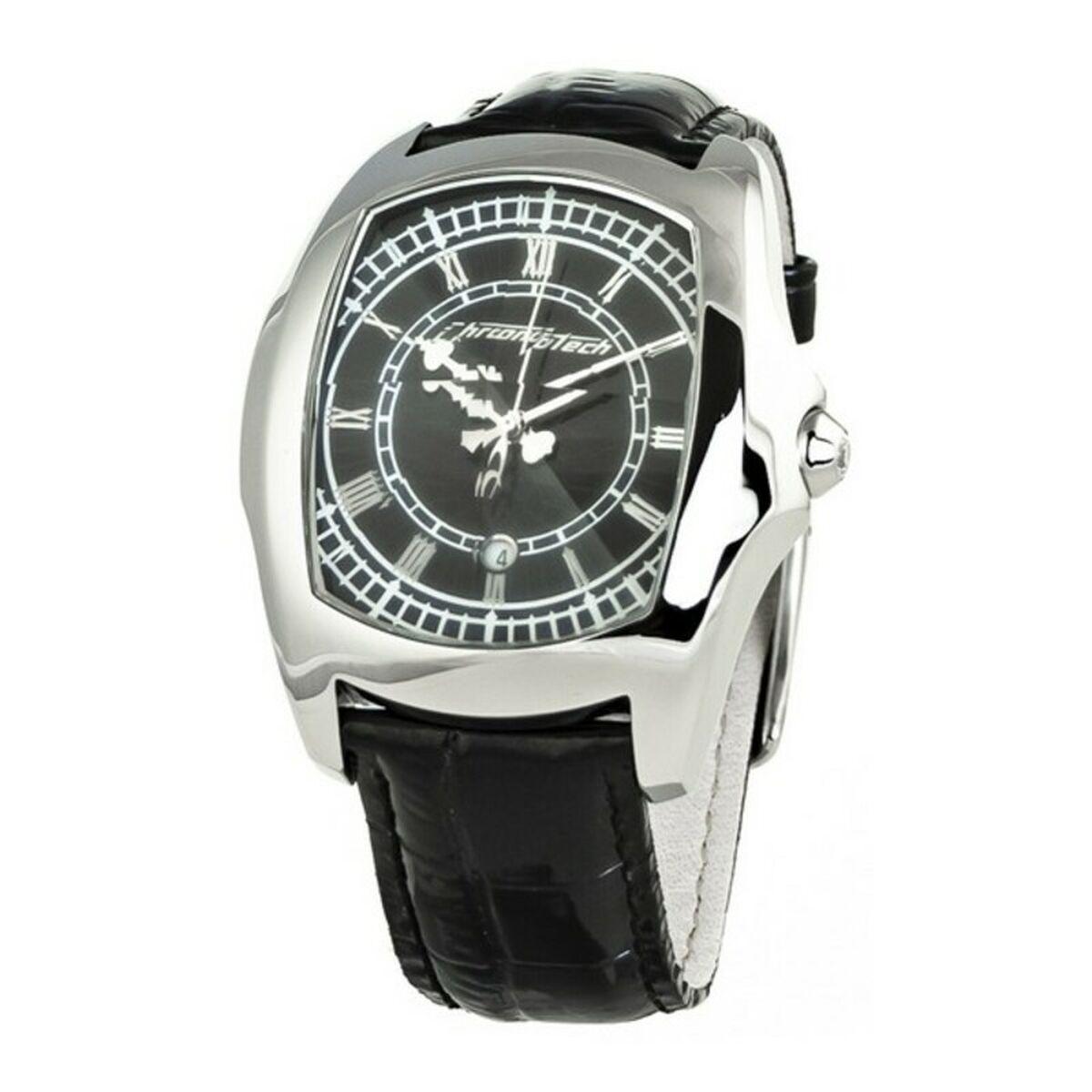 Sort Herreur Chronotech Ct7896m Læderrem - Chronotech Armbånd  - 8033544016581
