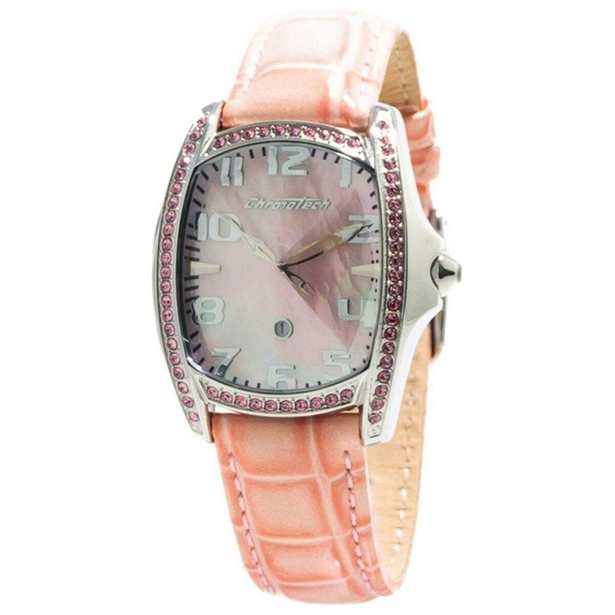 Pink Chronotech Dameur Ct7988ls Læderrem - Chronotech Armbånd  - 8033544018714
