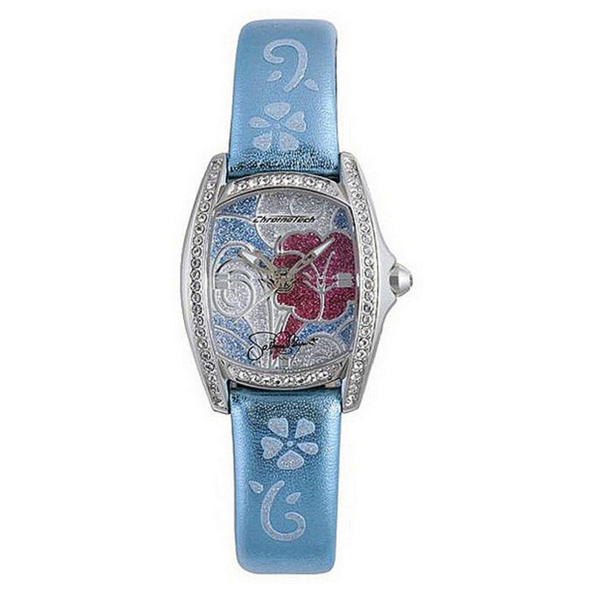 Chronotech Dameur Ct7094ss Blå Læderrem - Chronotech Armbånd  - 8033544036534