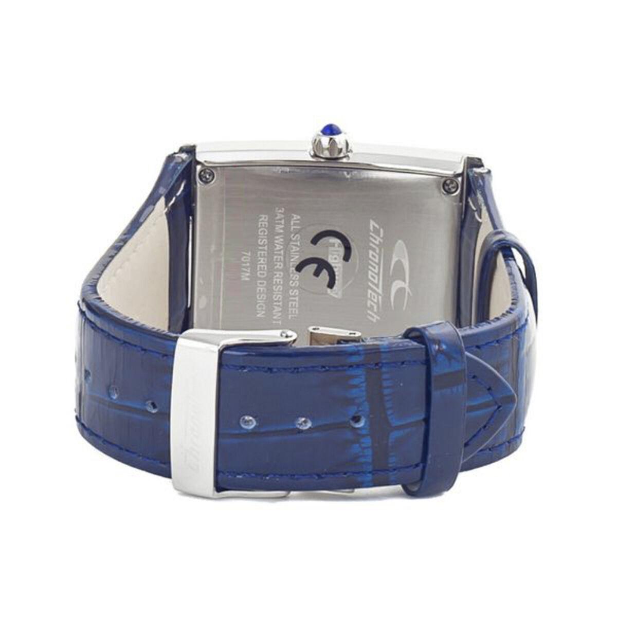 Chronotech Herreur Ct7017m Blå Læderrem - Chronotech Armbånd  - 8032636433848