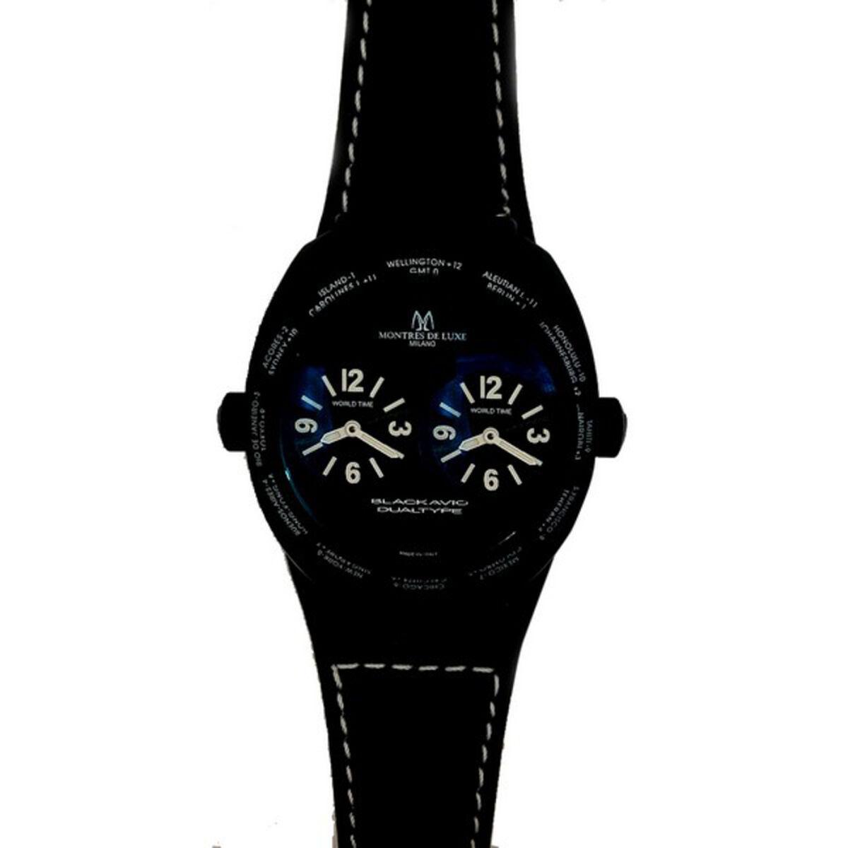 Sort Unisex Armbåndsur Montres Luxe 09bk 3001 Læder - Montres De Luxe Armbånd  - 8431777732801