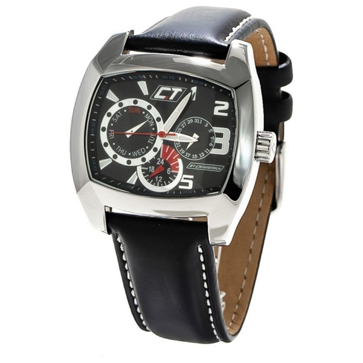 Sort Chronotech Herreur Cc7049m Læderrem - Chronotech Armbånd  - 8033544013801