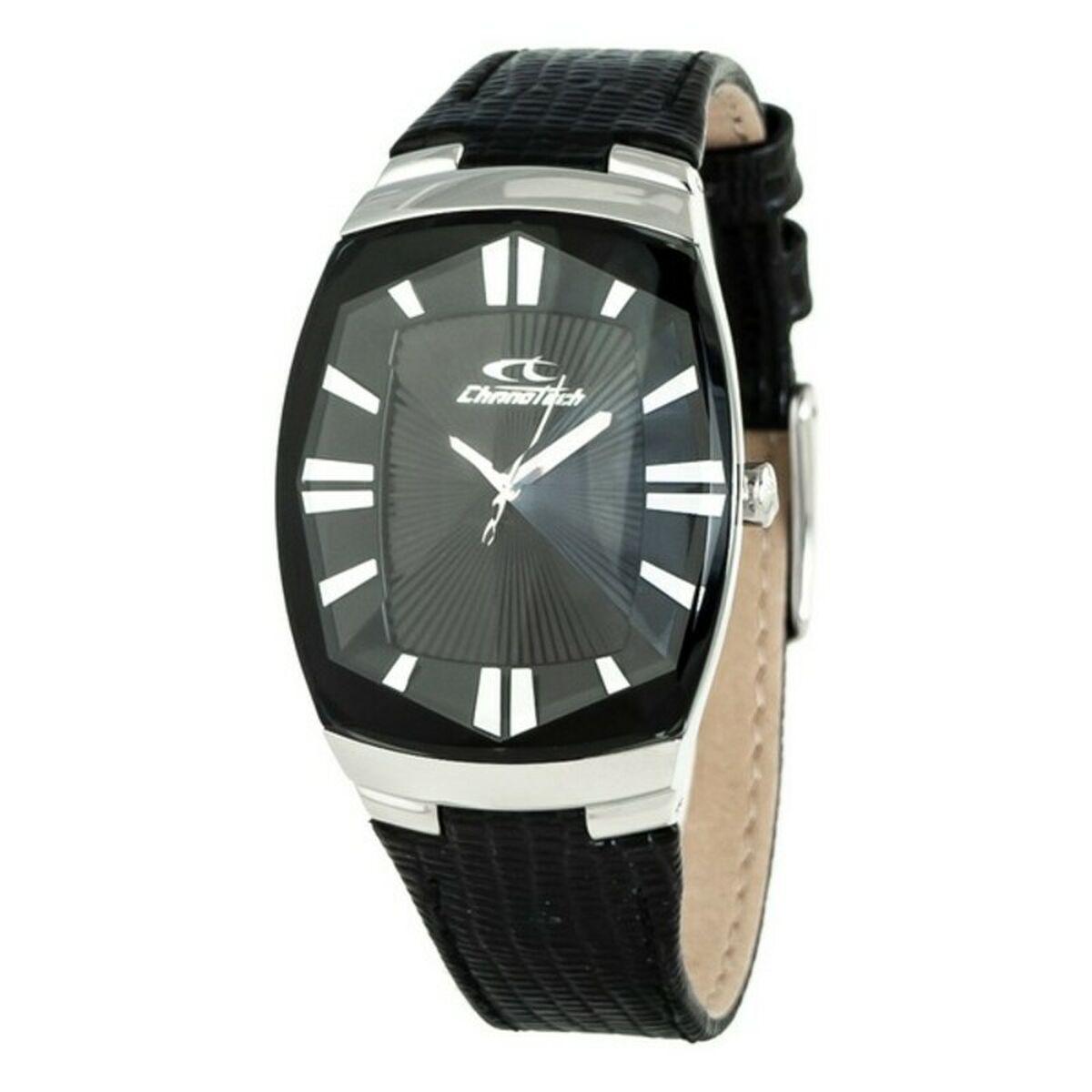 Sort Chronotech Unisex Armbåndsur Ct7065m Læder - Chronotech Armbånd  - 8033544034431