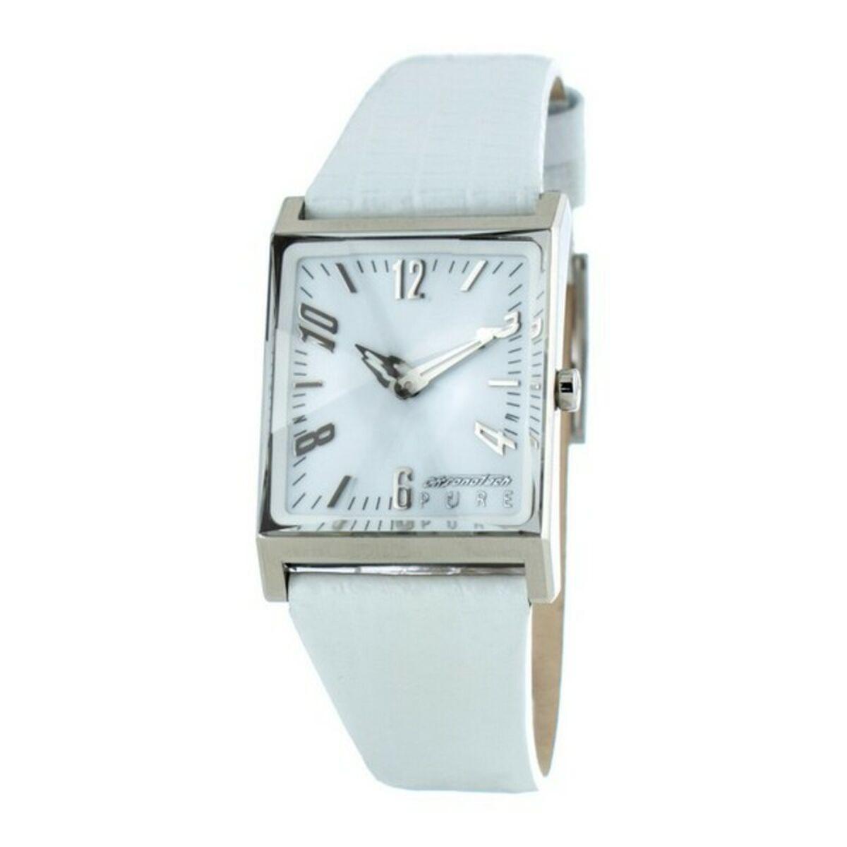 Hvid Chronotech Dameur Ct7880l Læderrem - Chronotech Armbånd  - 8033100850420