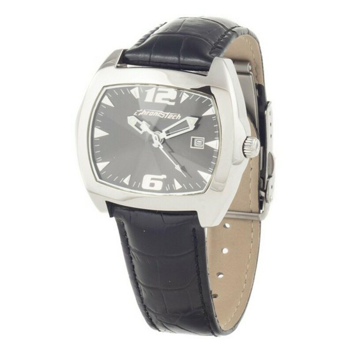 Sort Chronotech Unisex Armbåndsur Ct2188l Læder - Chronotech Armbånd  - 8032636432261