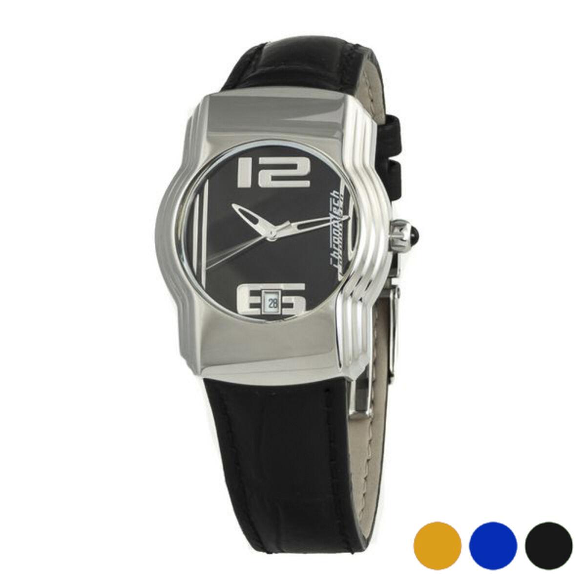 Sort Chronotech Unisex Armbåndsur Ct7279m Læderrem - Chronotech Armbånd  - 8031301762894