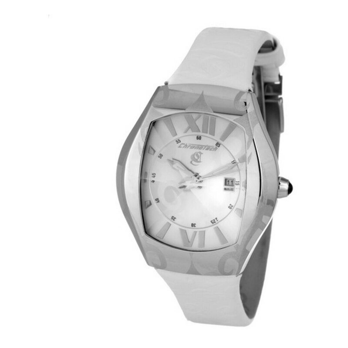 Hvid Chronotech Herreur Ct7693j Læderrem - Chronotech Armbånd  - 8032732981014