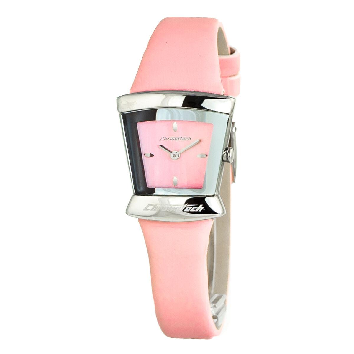 Pink Chronotech Dameur Ct7355l Læderrem - Chronotech Armbånd  - 8031301765284