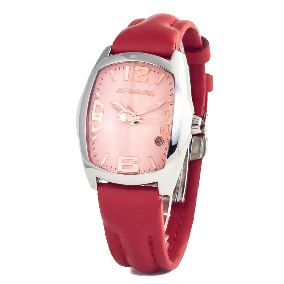 Chronotech Dameur Ct7588l Rød Læderrem - Chronotech Armbånd  - 8031301755544