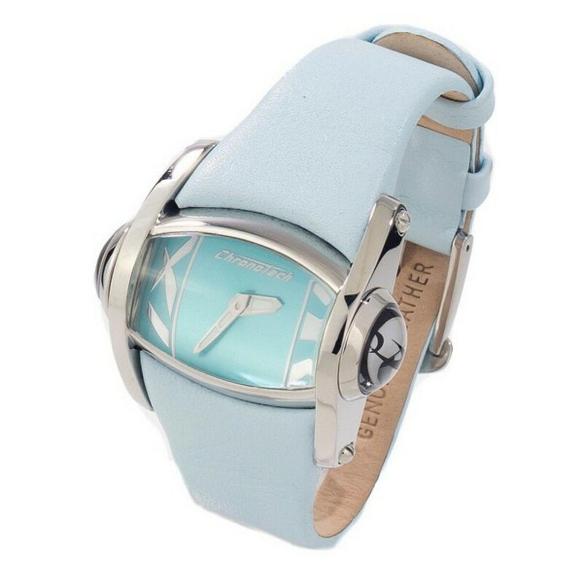 Dameur Chronotech Ct7681l Blå Læderrem - Chronotech Armbånd  - 8032732981625