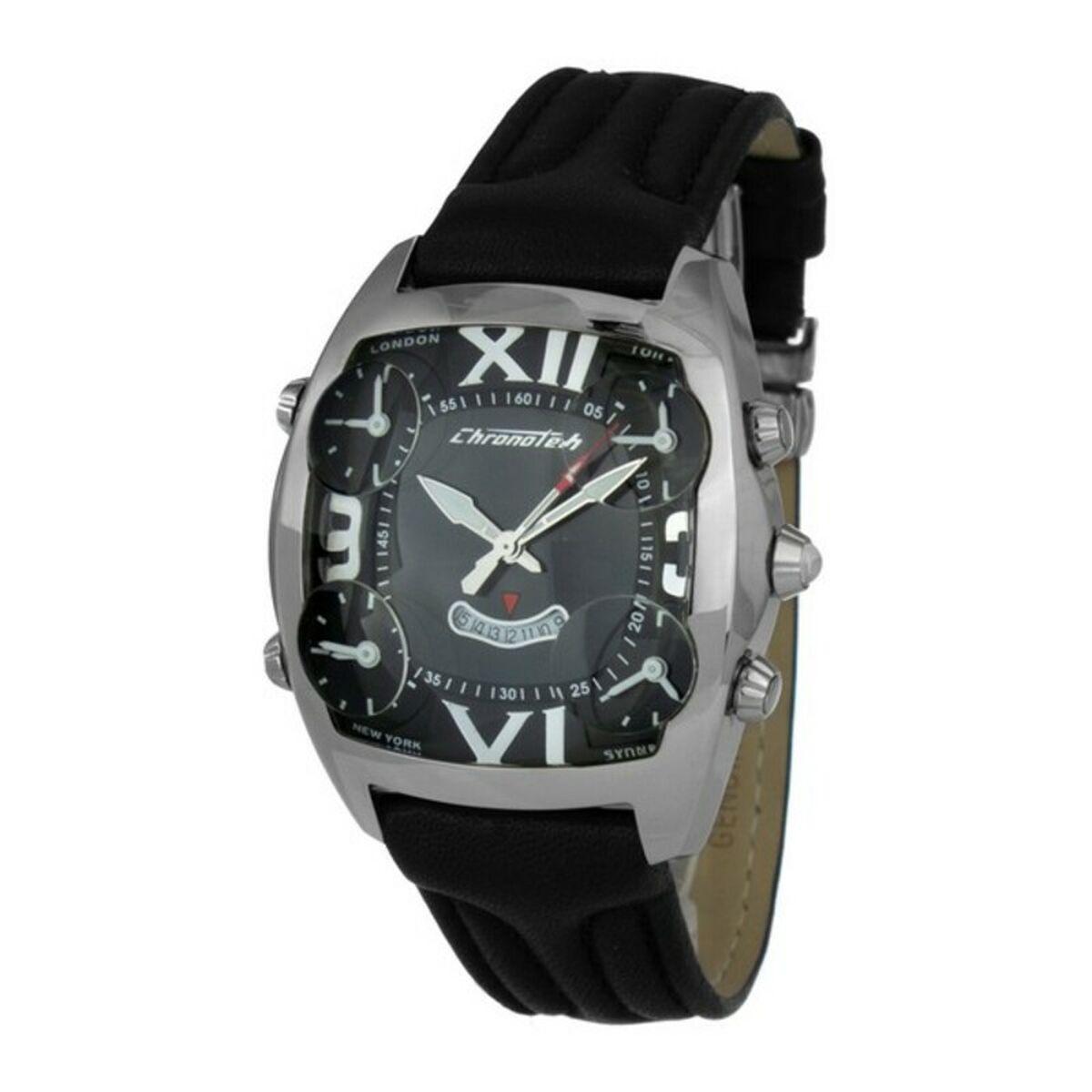 Sort Chronotech Herreur Ct7677m Læder - Chronotech Armbånd  - 8032732981397